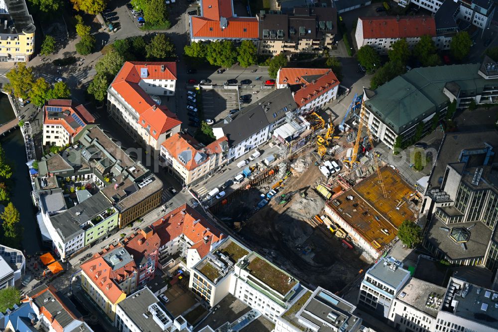 Osnabrück from above - Construction site for a new micro apartment complex Georgstrasse corner Moeserstrasse in Osnabrueck in the state Lower Saxony, Germany