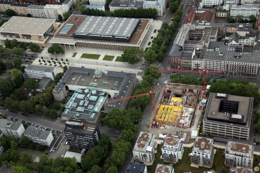 Wiesbaden from above - Construction site of museum building ensemble Reinhard Ernst on Wilhelmstrasse in Wiesbaden in the state Hesse, Germany