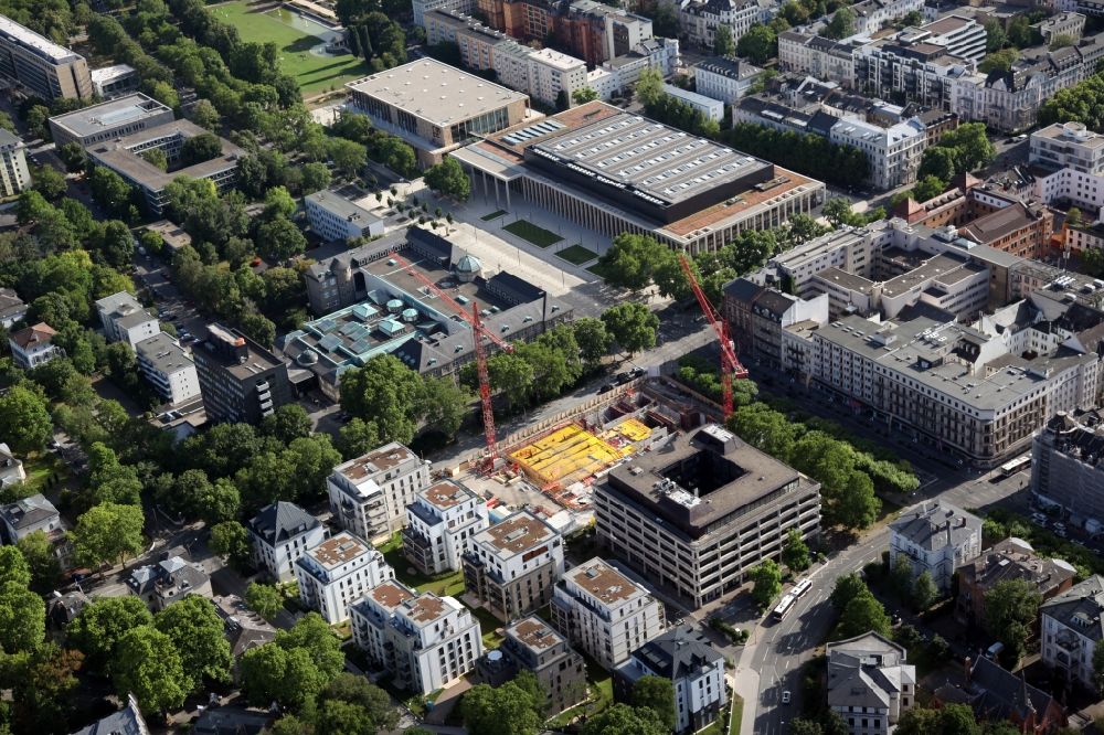 Wiesbaden from the bird's eye view: Construction site of museum building ensemble Reinhard Ernst on Wilhelmstrasse in Wiesbaden in the state Hesse, Germany