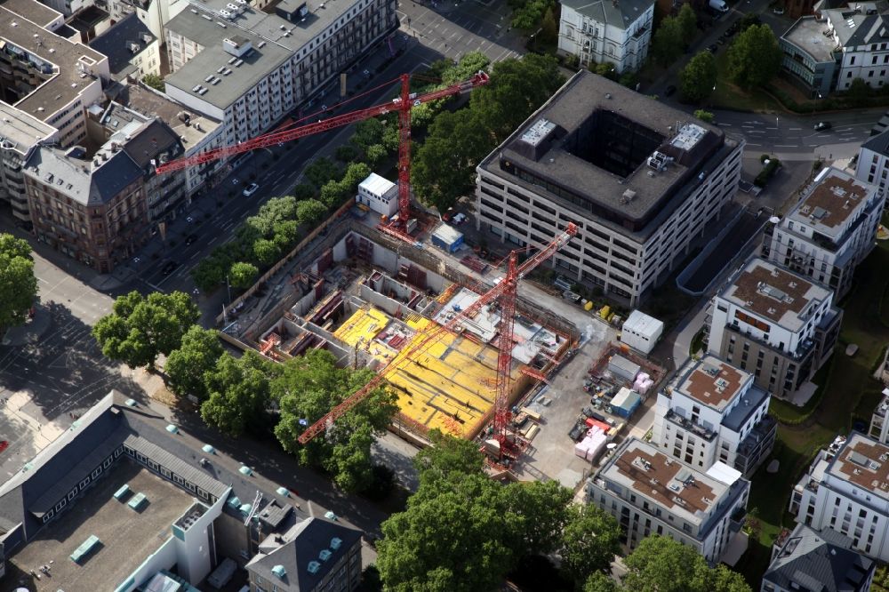 Wiesbaden from the bird's eye view: Construction site of museum building ensemble Reinhard Ernst on Wilhelmstrasse in Wiesbaden in the state Hesse, Germany