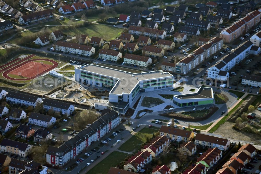 Aerial photograph Hönow - Construction site for the new building city destrict center between of Schulstrasse and of Marderstrasse in Hoenow in the state Brandenburg, Germany