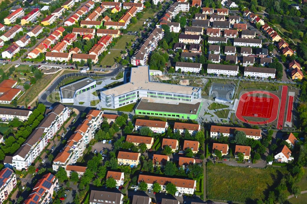 Aerial image Hönow - Construction site for the new building city destrict center between of Schulstrasse and of Marderstrasse in Hoenow in the state Brandenburg, Germany