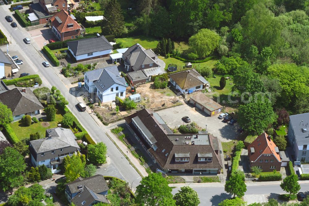 Aerial image Hamburg - Construction site of a city villa in residential area of single-family settlement STADTVILLEN IM PARK in the district Wohldorf - Ohlstedt in Hamburg, Germany