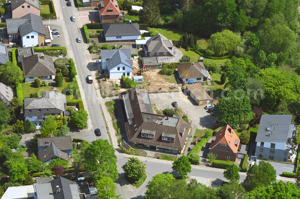 Aerial photograph Hamburg - Construction site of a city villa in residential area of single-family settlement STADTVILLEN IM PARK in the district Wohldorf - Ohlstedt in Hamburg, Germany