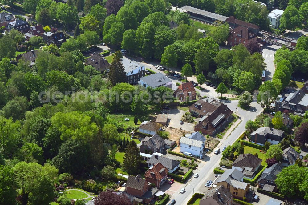 Aerial image Hamburg - Construction site of a city villa in residential area of single-family settlement STADTVILLEN IM PARK in the district Wohldorf - Ohlstedt in Hamburg, Germany