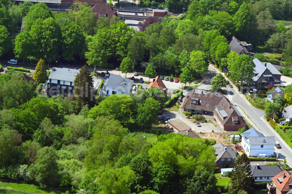 Hamburg from above - Construction site of a city villa in residential area of single-family settlement STADTVILLEN IM PARK in the district Wohldorf - Ohlstedt in Hamburg, Germany