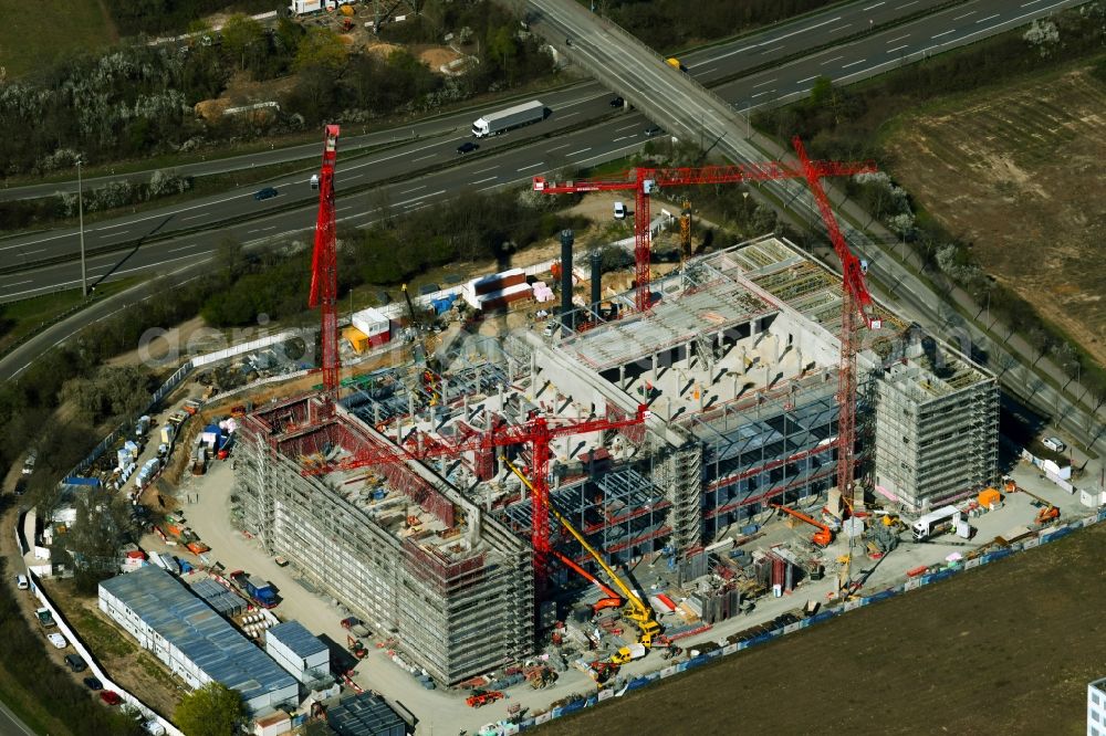 Frankfurt am Main from the bird's eye view: Construction site of data center building and online data processing hub on Wilhelm-Fay-Strasse in the district Sossenheim in Frankfurt in the state Hesse, Germany
