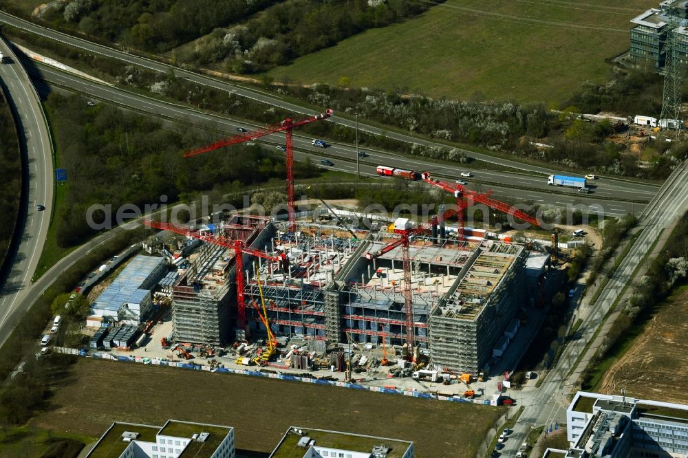 Aerial image Frankfurt am Main - Construction site of data center building and online data processing hub on Wilhelm-Fay-Strasse in the district Sossenheim in Frankfurt in the state Hesse, Germany