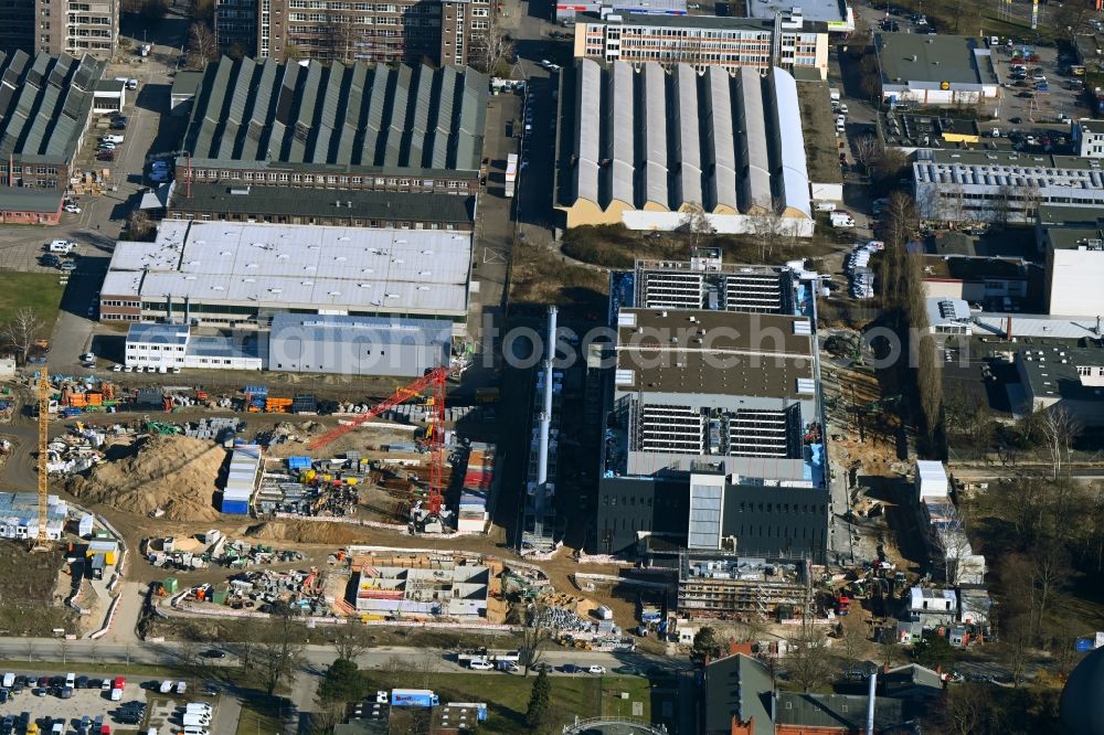 Berlin from above - Construction site of data center building and online data processing hub in Marienpark on Lankwitzer Strasse in the district Mariendorf in Berlin, Germany