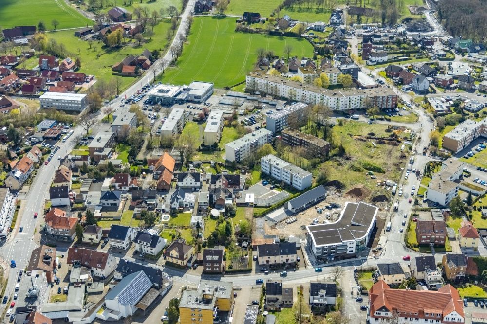 Aerial image Hamm - Construction site for the new build retirement home in the district Herringen in Hamm at Ruhrgebiet in the state North Rhine-Westphalia, Germany