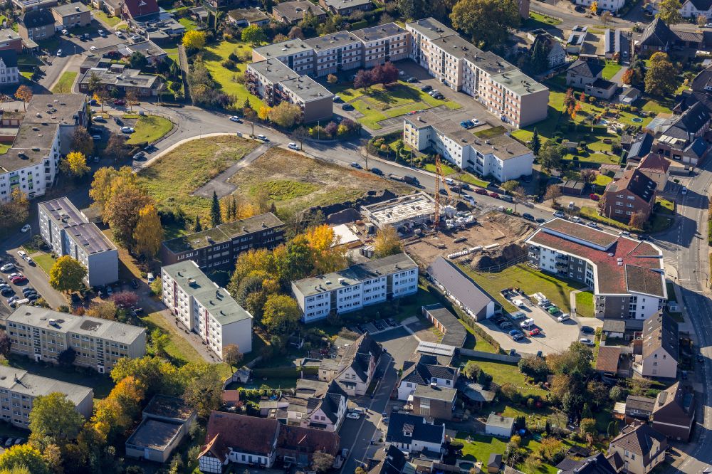 Aerial image Hamm - Construction site for the new build retirement home in the district Herringen in Hamm at Ruhrgebiet in the state North Rhine-Westphalia, Germany