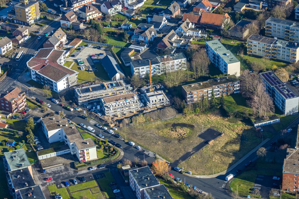 Aerial photograph Hamm - Construction site for the new build retirement home in the district Herringen in Hamm at Ruhrgebiet in the state North Rhine-Westphalia, Germany