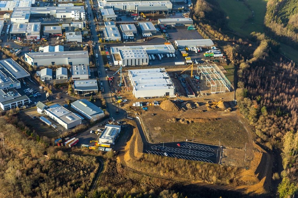 Aerial image Attendorn - New construction of the forwarding building of the logistics and transport company Kost Spedition GmbH & Co. KG in the district Ennest in Attendorn in the state North Rhine-Westphalia, Germany