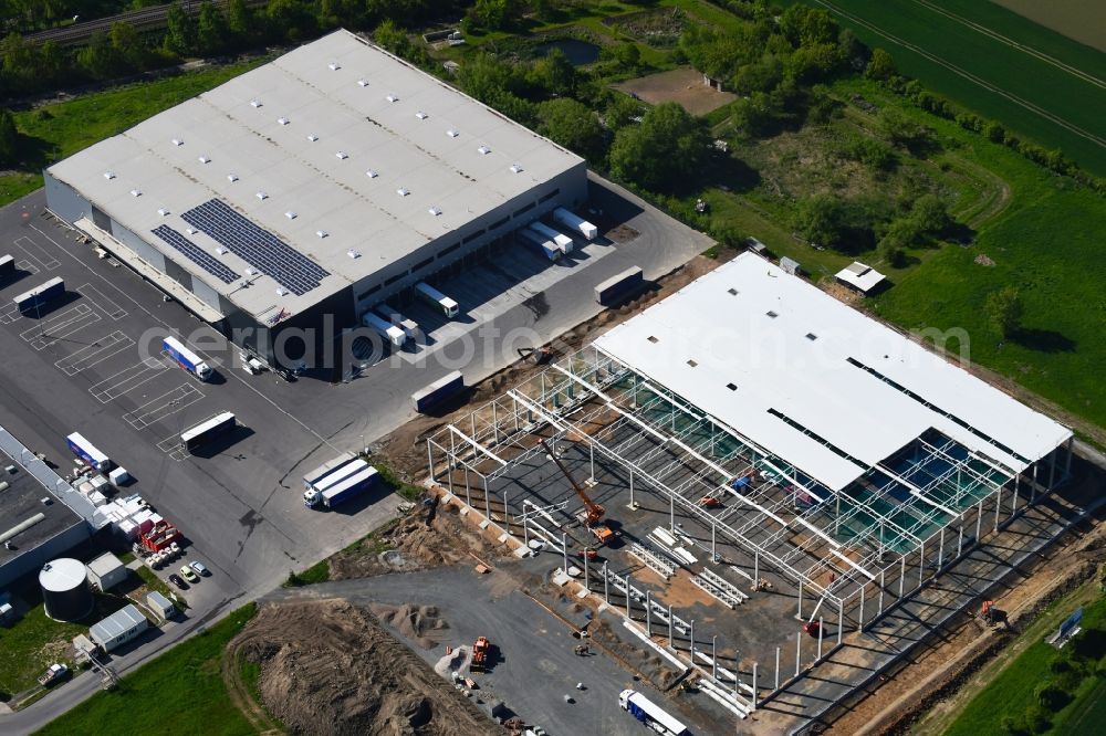 Aerial image Machern - New construction of the forwarding building of the logistics and transport company Loth Internationale Speditionsgesellschaft mbH on Zweenfurther Strasse in Machern in the state Saxony, Germany