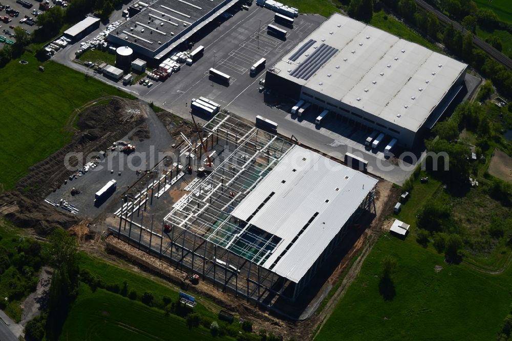Machern from the bird's eye view: New construction of the forwarding building of the logistics and transport company Loth Internationale Speditionsgesellschaft mbH on Zweenfurther Strasse in Machern in the state Saxony, Germany