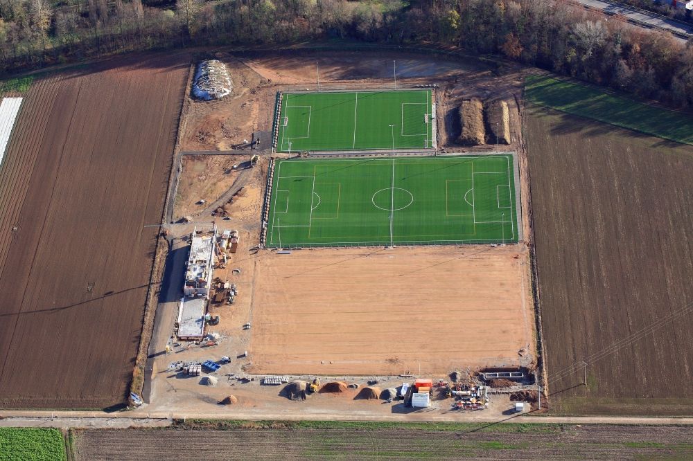 Aerial image Binzen - Construction of new esemble of sports grounds in Binzen in the state Baden-Wurttemberg, Germany