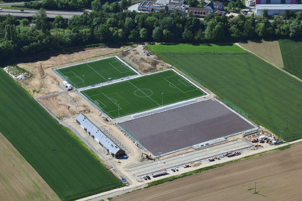 Aerial image Binzen - Construction of new esemble of sports grounds in Binzen in the state Baden-Wurttemberg, Germany