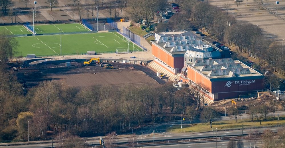 Aerial image Dortmund - Construction of new Ensemble of sports grounds of TSC Eintracht Dortmund on Victor-Toyka-Strasse in Dortmund in the state North Rhine-Westphalia, Germany