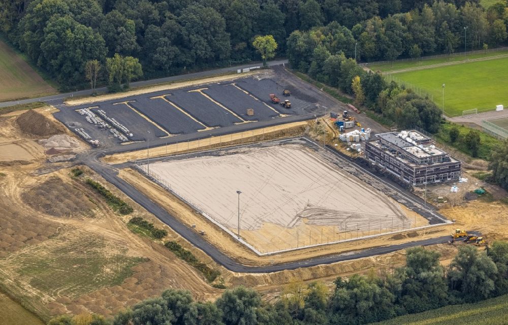 Aerial photograph Hamm - Construction of new Ensemble of sports grounds Westfalia- Sportpark in Hamm at Ruhrgebiet in the state North Rhine-Westphalia, Germany