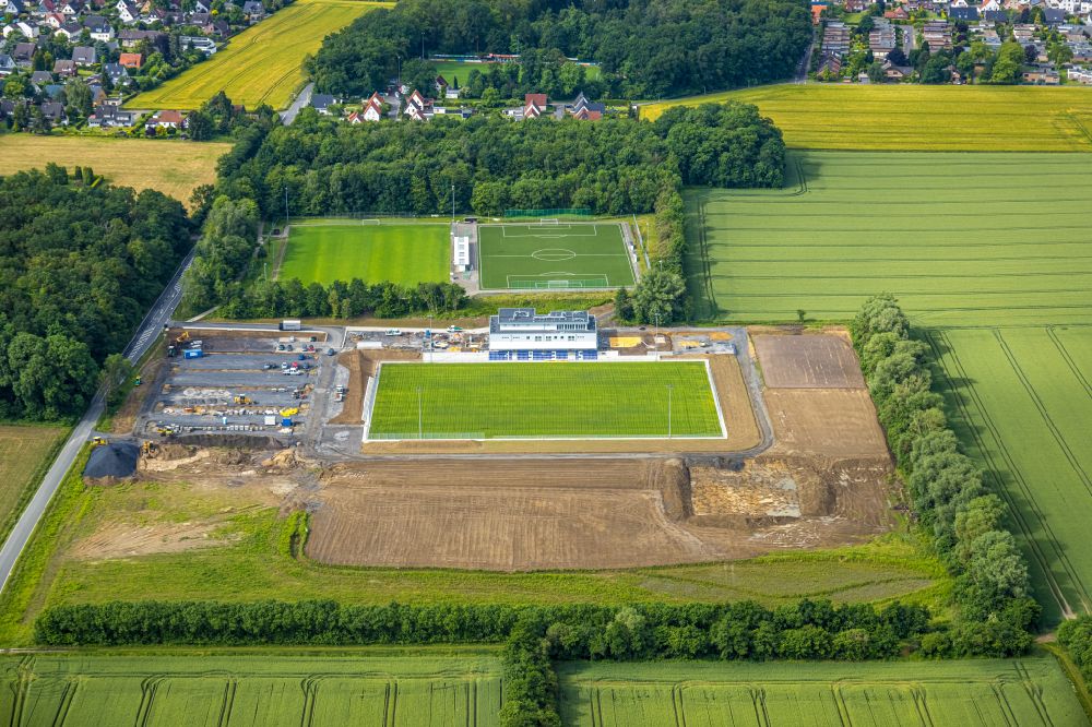 Aerial photograph Hamm - Construction of new Ensemble of sports grounds Westfalia- Sportpark in Hamm in the state North Rhine-Westphalia, Germany