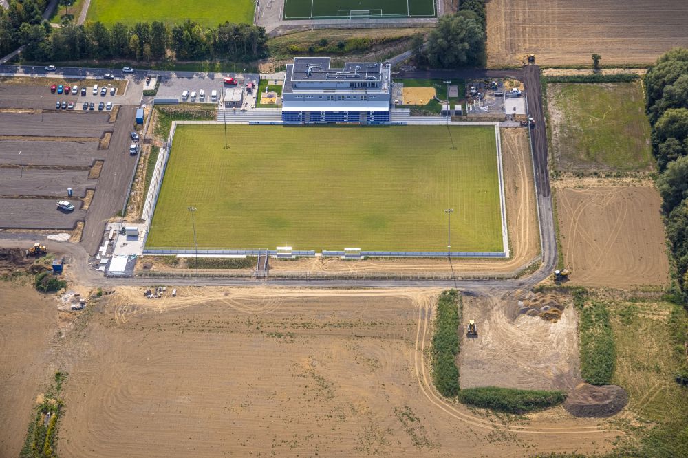 Hamm from the bird's eye view: Construction of new Ensemble of sports grounds Westfalia- Sportpark in Hamm in the state North Rhine-Westphalia, Germany