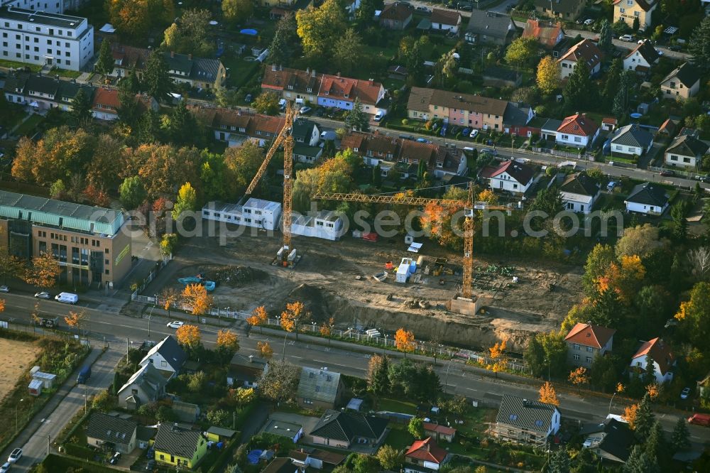 Berlin from the bird's eye view: Construction site of a student dorm on Rennbahnstrasse in the district Weissensee in Berlin, Germany