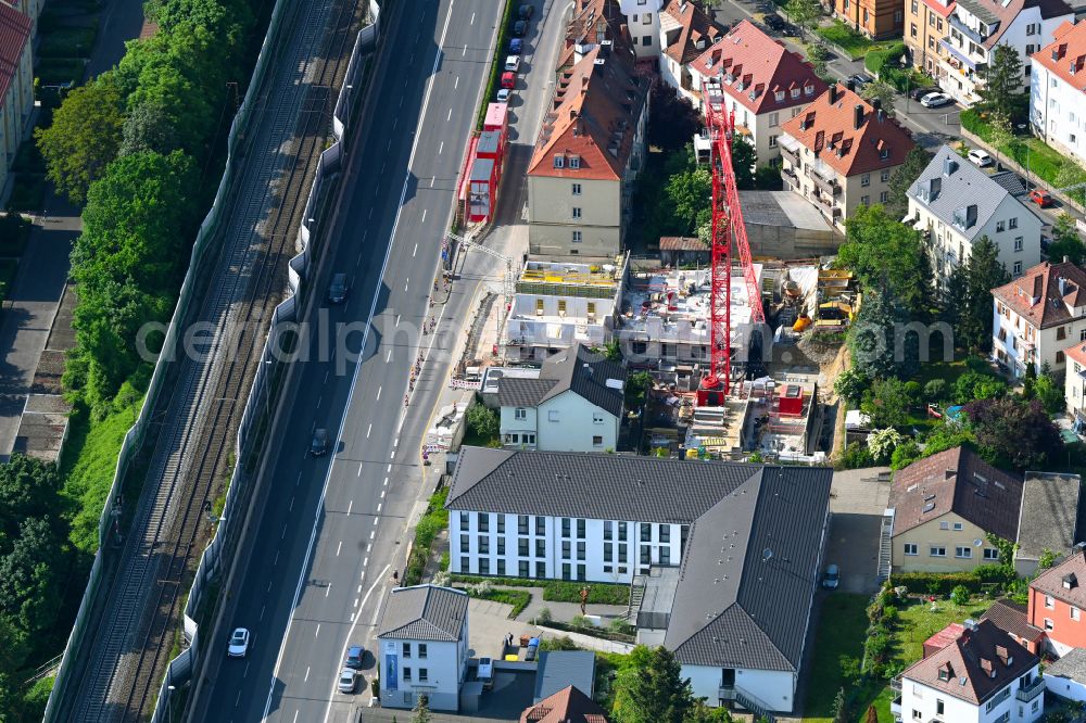 Würzburg from the bird's eye view: Construction site of a student dorm KANT LIVE BETTER on street Kantstrasse - Keesburgerstrasse in the district Frauenland in Wuerzburg in the state Bavaria, Germany
