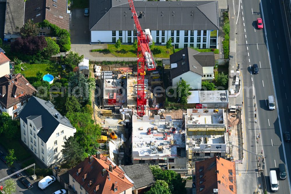Würzburg from the bird's eye view: Construction site of a student dorm KANT LIVE BETTER on street Kantstrasse - Keesburgerstrasse in the district Frauenland in Wuerzburg in the state Bavaria, Germany