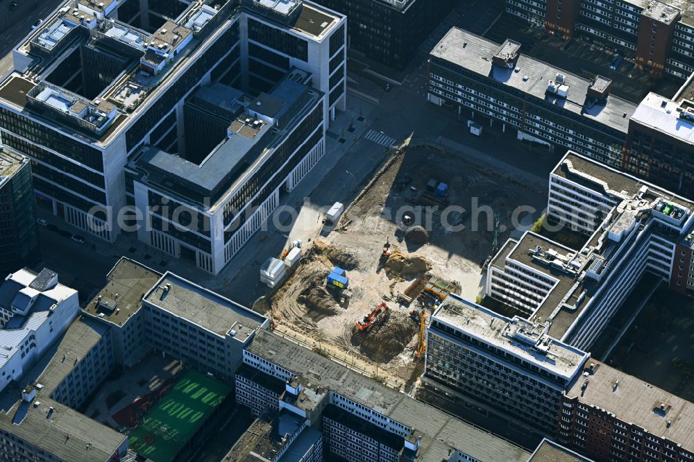 Hamburg from above - Construction site of a student dorm on Sachsenstrasse - Wendenstrasse in the district Hammerbrook in Hamburg, Germany