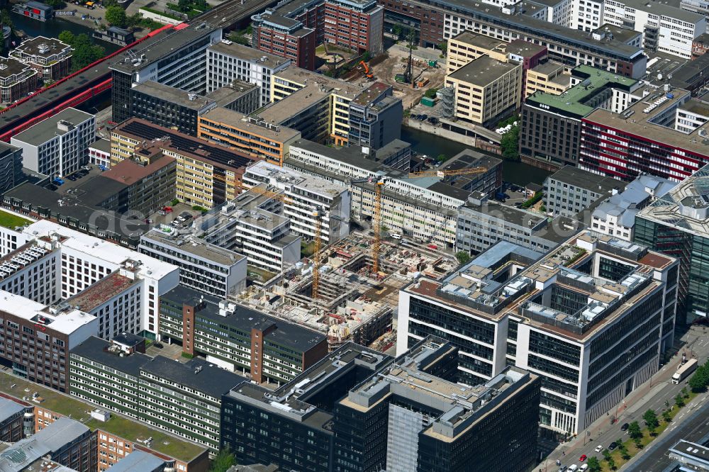 Aerial photograph Hamburg - Construction site of a student dorm on Sachsenstrasse - Wendenstrasse in the district Hammerbrook in Hamburg, Germany