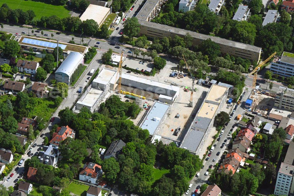München from the bird's eye view: Construction site of a student dorm Kagerstrasse on street Chiemgaustrasse in the district Ramersdorf-Perlach in Munich in the state Bavaria, Germany