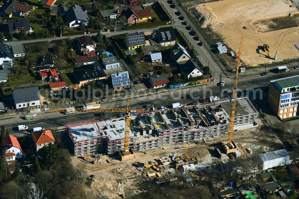 Aerial image Berlin - Construction site of a student dorm on Rennbahnstrasse in the district Weissensee in the district Weissensee in Berlin, Germany