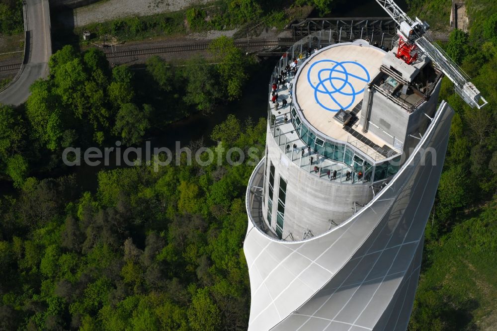 Rottweil from the bird's eye view: Site of the ThyssenKrupp testing tower for Speed elevators in Rottweil in Baden - Wuerttemberg. When finished the new landmark of the town of Rottweil will be the tallest structure in Baden-Wuerttemberg