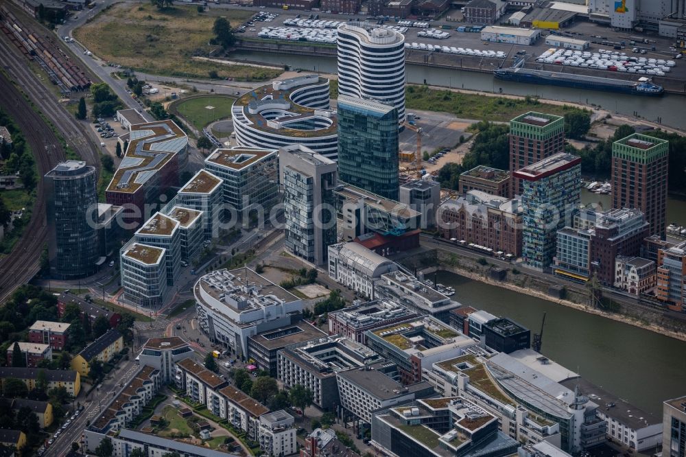 Aerial image Düsseldorf - Construction site for the new building trivago-Zentrale on Kesselstrasse in the district Medienhafen in Duesseldorf at Ruhrgebiet in the state North Rhine-Westphalia