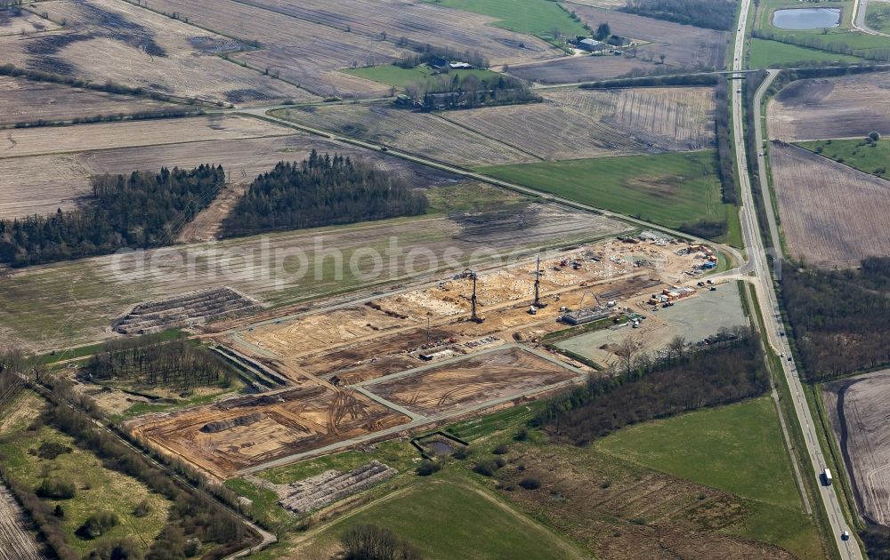 Aerial photograph Horstedt - New building transformer station the Husum north in Horstedt in the federal state Schleswig-Holstein, Germany
