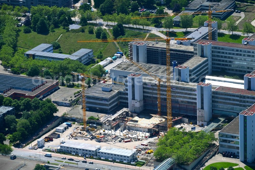 Aerial image Bielefeld - Complementary new construction site on the campus-university building complex in Bielefeld in the state North Rhine-Westphalia, Germany