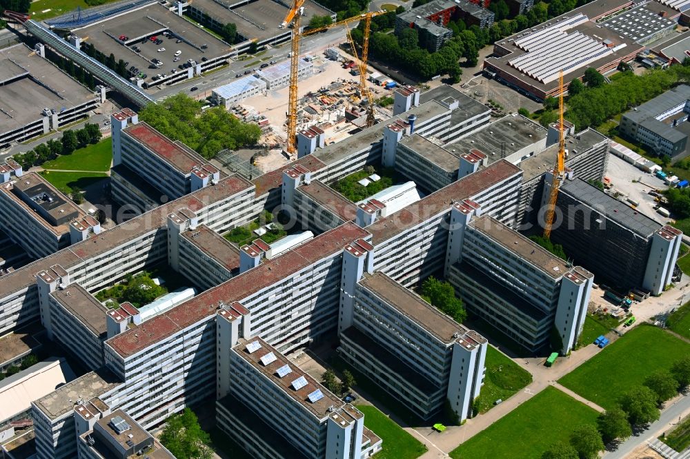Aerial image Bielefeld - Complementary new construction site on the campus-university building complex in Bielefeld in the state North Rhine-Westphalia, Germany