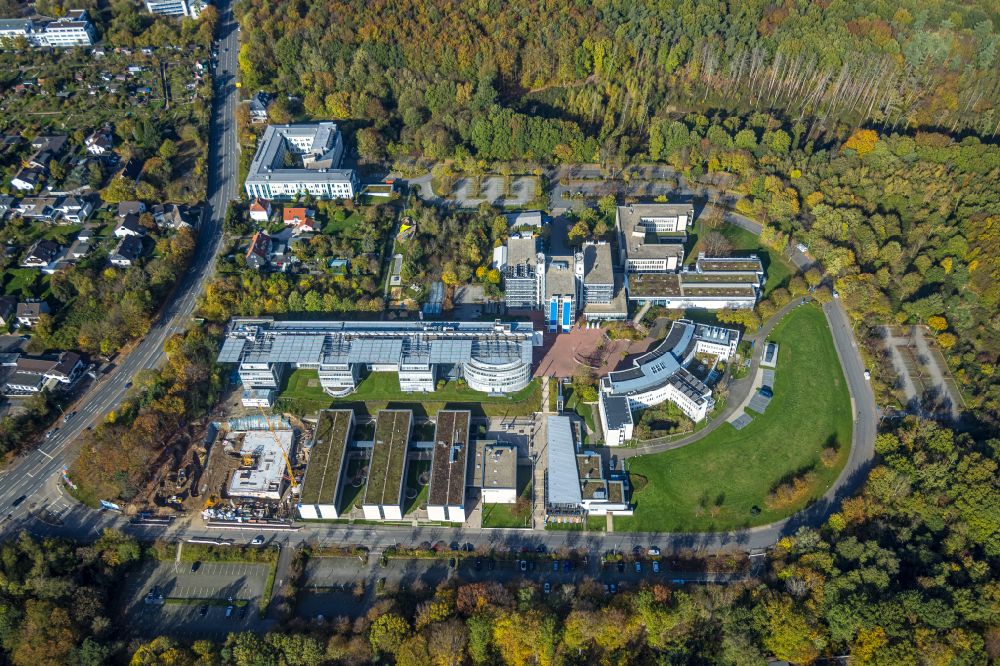 Aerial photograph Hagen - Complementary new construction site on the campus-university building complex FernUniversitaet in Hagen at Ruhrgebiet in the state North Rhine-Westphalia, Germany