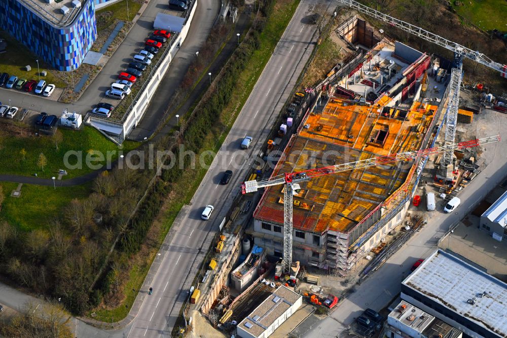 Aerial photograph Jena - Complementary new construction site on the campus-university building complex Forschungsneubau of Exzellenzclusters Balance of the Microverse on street Winzerlaer Strasse in the district Ammerbach in Jena in the state Thuringia, Germany