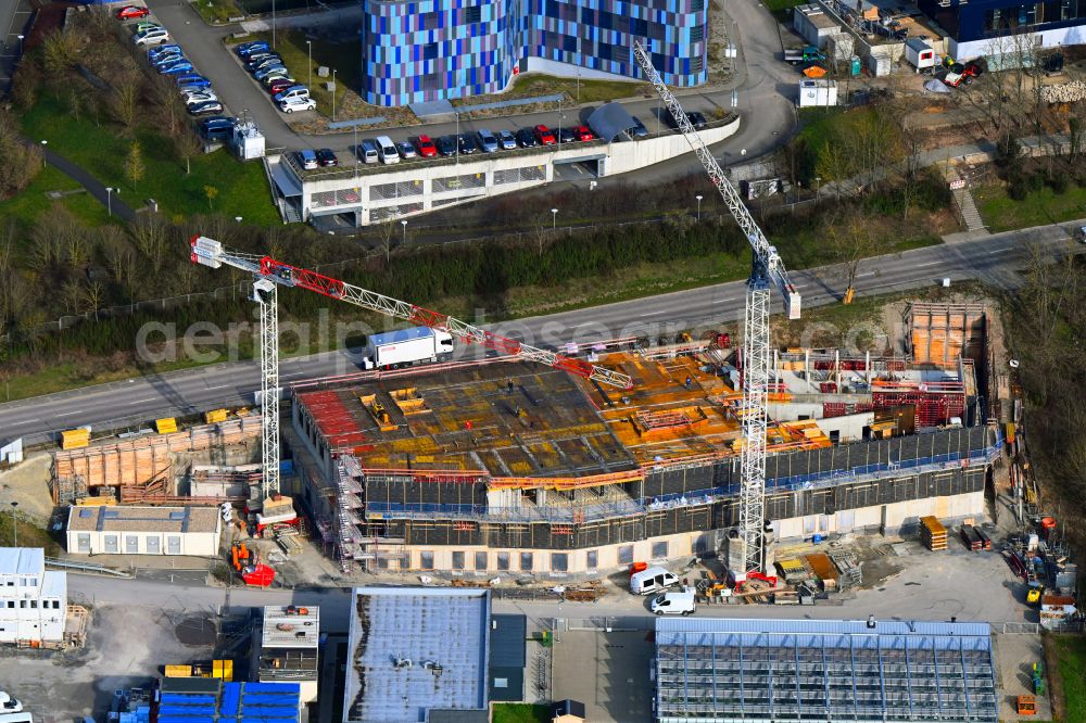 Aerial photograph Jena - Complementary new construction site on the campus-university building complex Forschungsneubau of Exzellenzclusters Balance of the Microverse on street Winzerlaer Strasse in the district Ammerbach in Jena in the state Thuringia, Germany