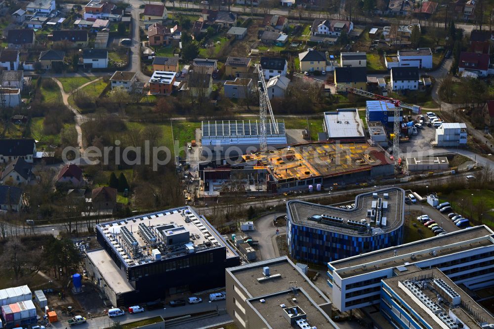 Aerial image Jena - Complementary new construction site on the campus-university building complex Forschungsneubau of Exzellenzclusters Balance of the Microverse on street Winzerlaer Strasse in the district Ammerbach in Jena in the state Thuringia, Germany