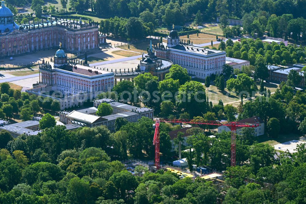 Aerial image Potsdam - Complementary new construction site on the campus-university building complex Philosophische Fakultaet with Rechenzentrum in the district Eiche in Potsdam in the state Brandenburg, Germany