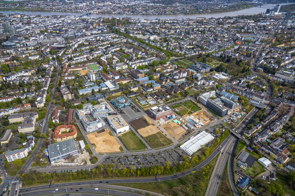 Aerial photograph Bonn - Complementary new construction site on the campus-university building complex of Rheinische Friedrich-Wilhelms-Universitaet Bonn on Campus Poppelsdorf on the Friedrich-Hirzebruch-Allee in Bonn in the state North Rhine-Westphalia, Germany