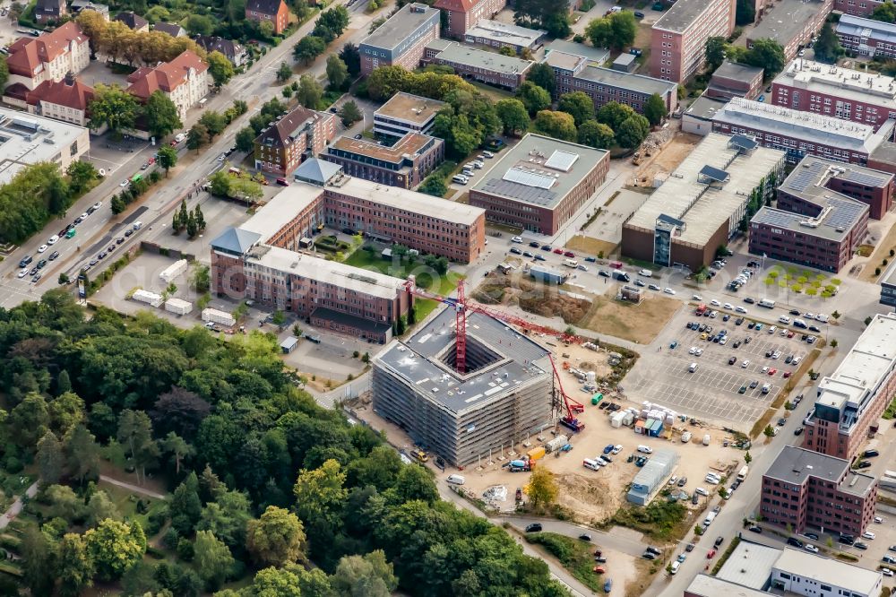 Kiel from the bird's eye view: Complementary new construction site on the campus-university building complex of Wissenschaftspark in the district Ravensberg in Kiel in the state Schleswig-Holstein, Germany