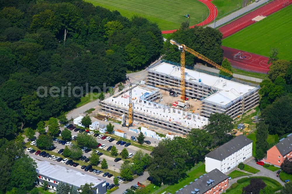 Flensburg from above - Construction site to build a new german army Bundeswehr military barracks in the district Muerwik in Flensburg in the state Schleswig-Holstein, Germany