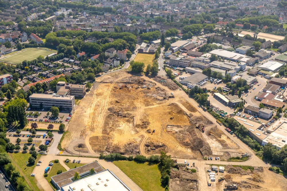 Aerial photograph Essen - New construction of the company administration building ALDI-Nord Campus on Eckenbergstrasse in Essen at Ruhrgebiet in the state North Rhine-Westphalia, Germany