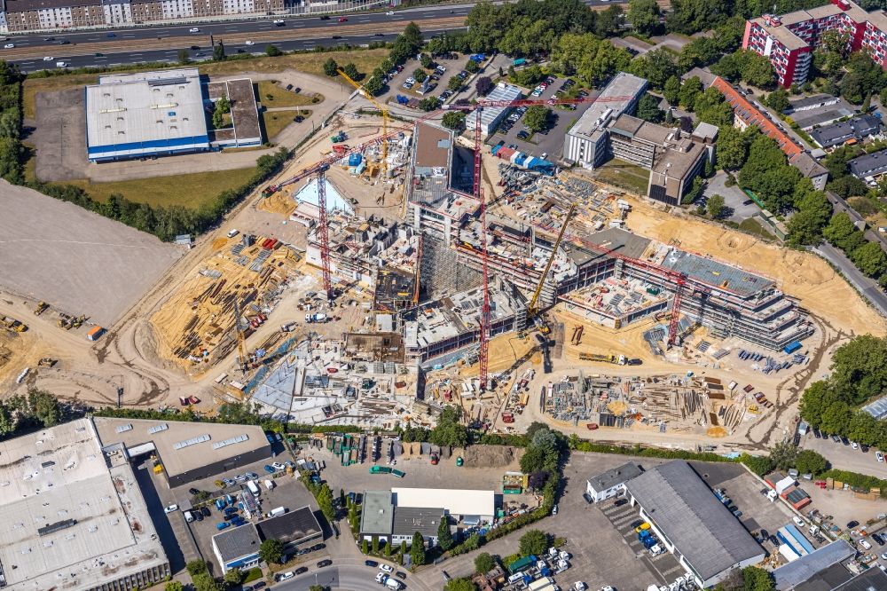 Essen from above - New construction of the company administration building ALDI-Nord Campus on Eckenbergstrasse in Essen in the state North Rhine-Westphalia, Germany