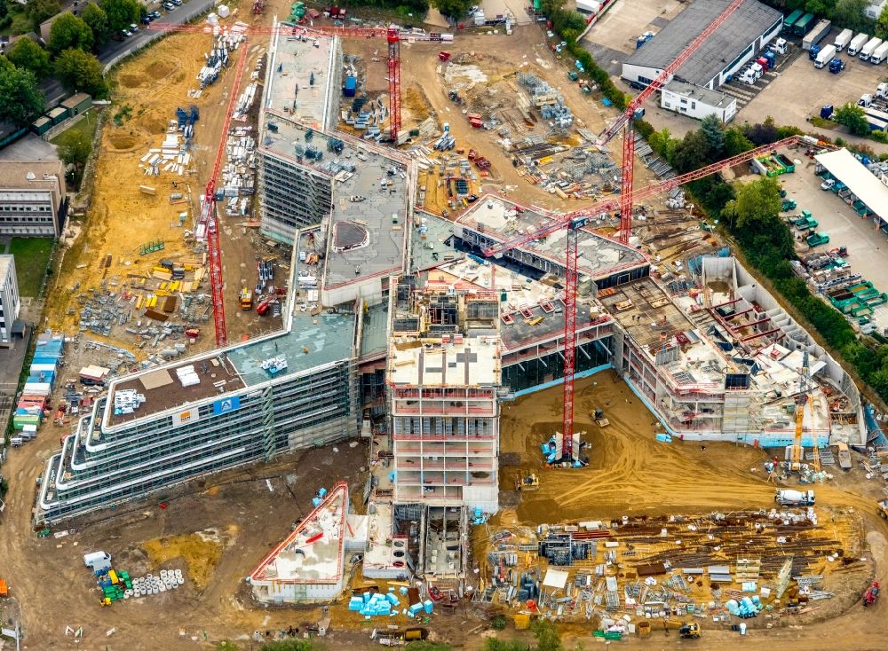 Essen from the bird's eye view: New construction of the company administration building ALDI-Nord Campus on Eckenbergstrasse in Essen in the state North Rhine-Westphalia, Germany
