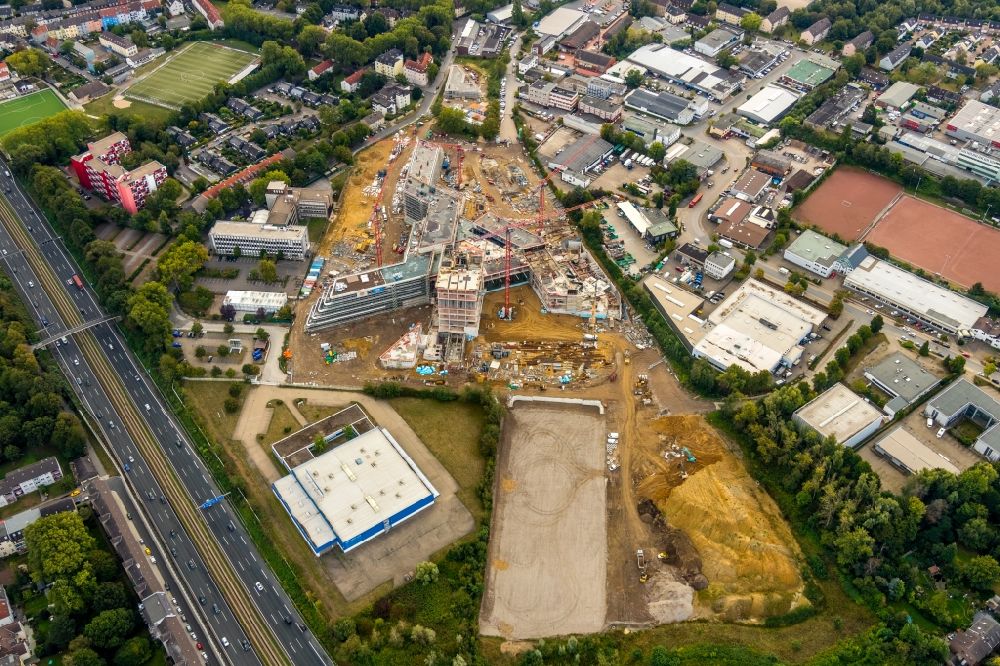 Aerial image Essen - New construction of the company administration building ALDI-Nord Campus on Eckenbergstrasse in Essen in the state North Rhine-Westphalia, Germany