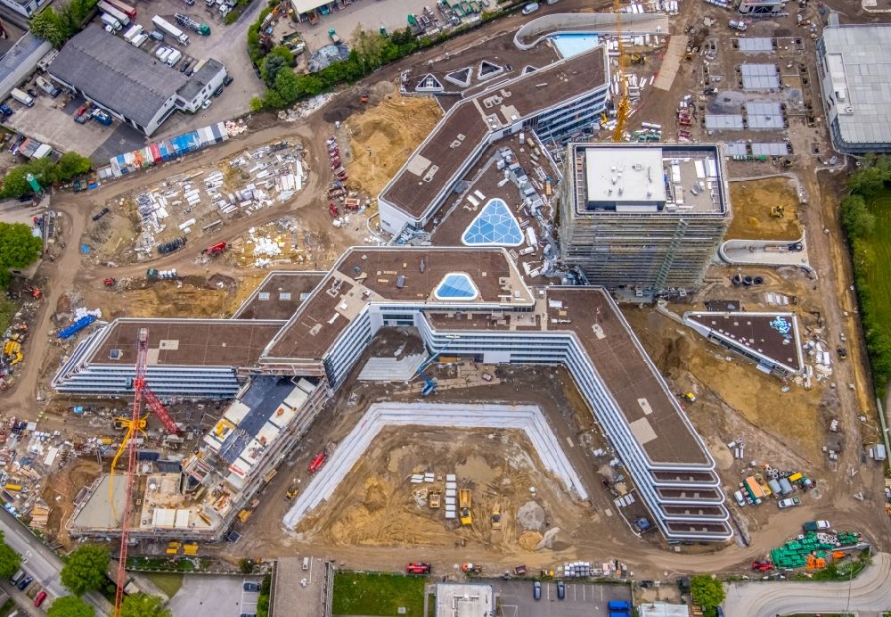 Essen from above - New construction of the company administration building ALDI-Nord Campus on Eckenbergstrasse in Essen at Ruhrgebiet in the state North Rhine-Westphalia, Germany
